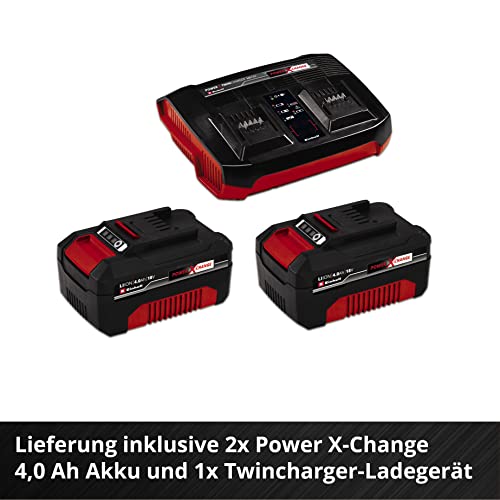 Einhell Akku-Rasenmäher RASARRO 36/38 Kit Power X-Change (36 V, 38 cm Schnittbreite, 450 m², Brushless, Mulchfunktion, 45L Fangkorb, inkl. 2x 4,0 Ah Akkus + Twincharger)