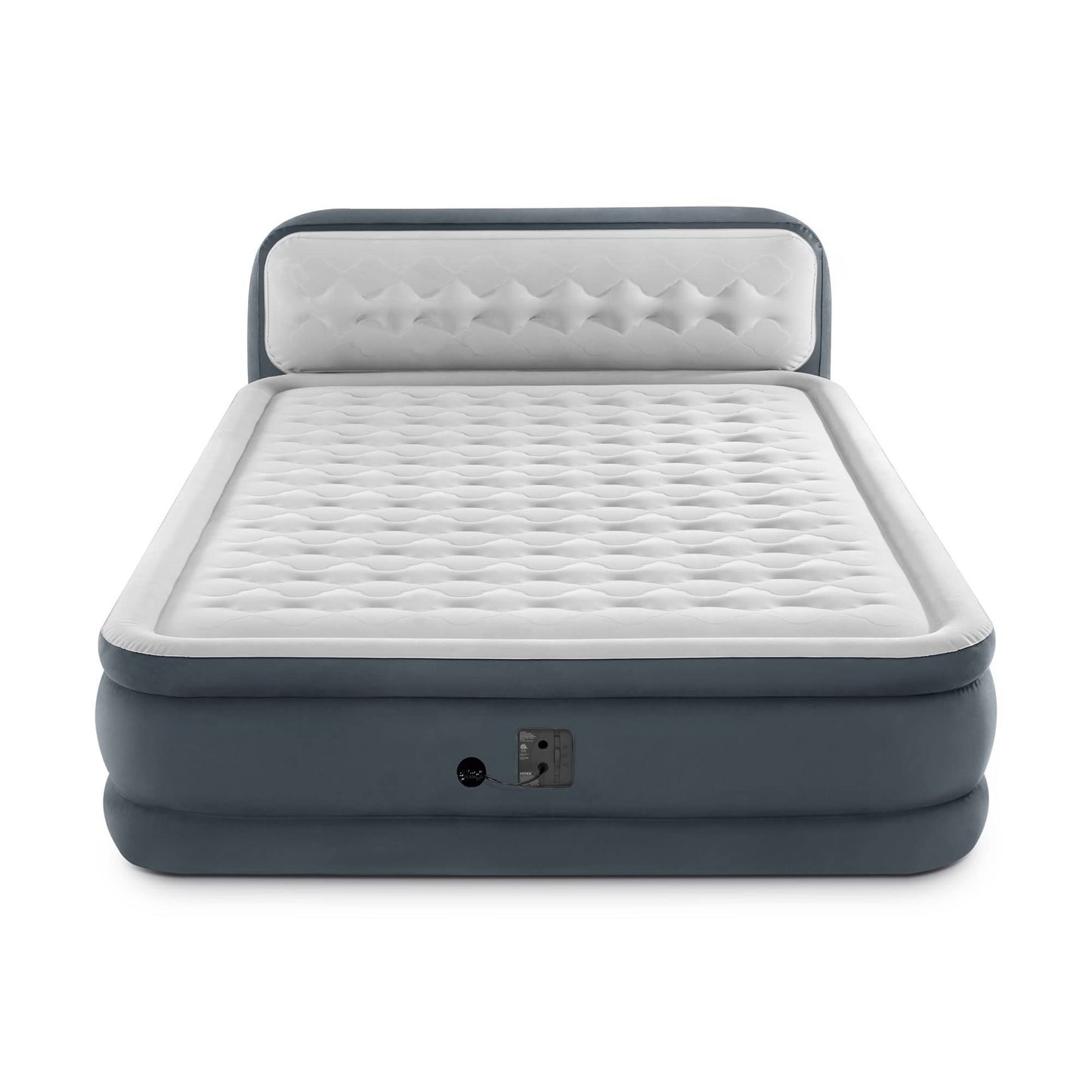 Intex 64447ED Dura Beam Queen Air Mattress with Headboard, Built-in Pump & Carry Case – Elevated Fiber-Tech Ultra Plush Bed
