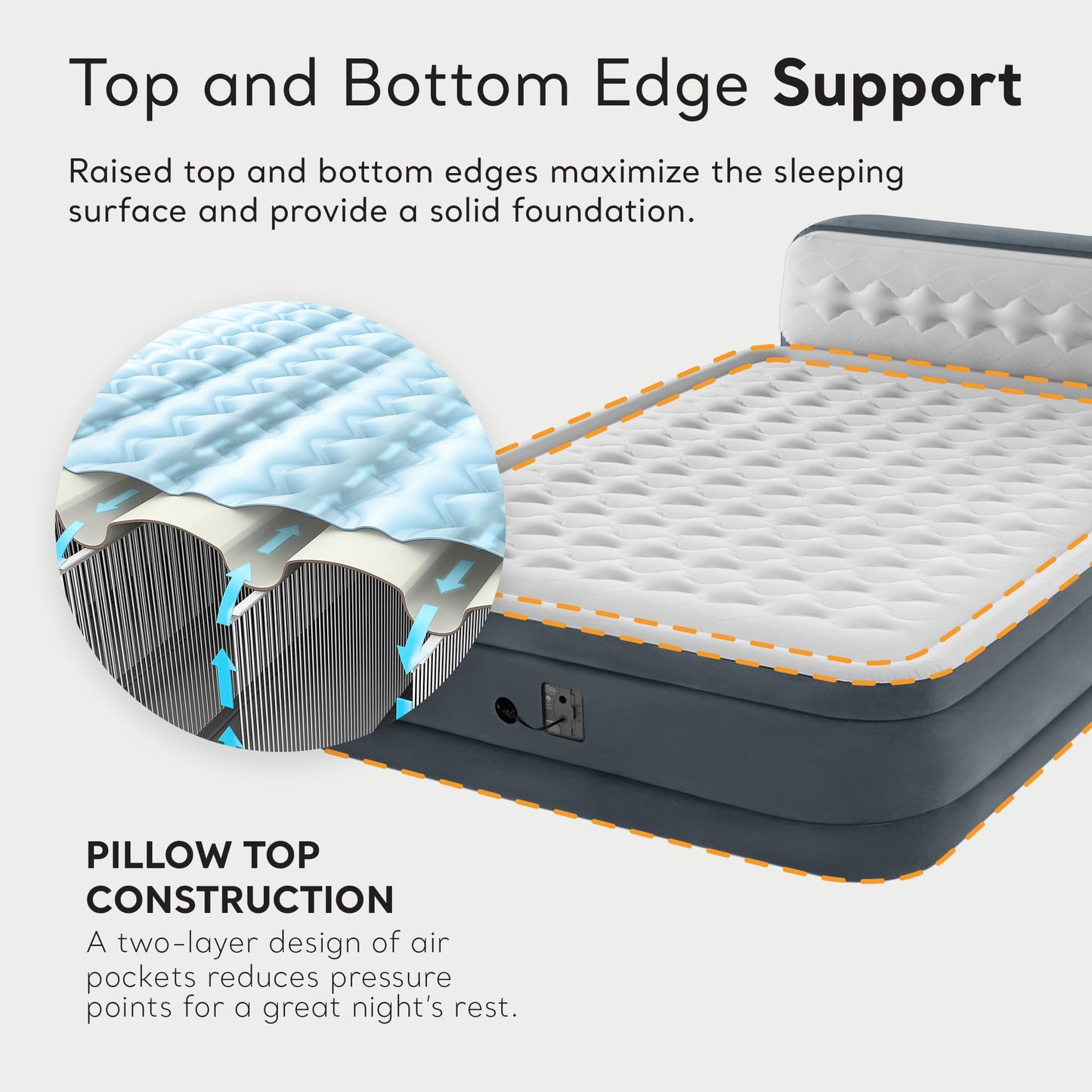 Intex 64447ED Dura Beam Queen Air Mattress with Headboard, Built-in Pump & Carry Case – Elevated Fiber-Tech Ultra Plush Bed