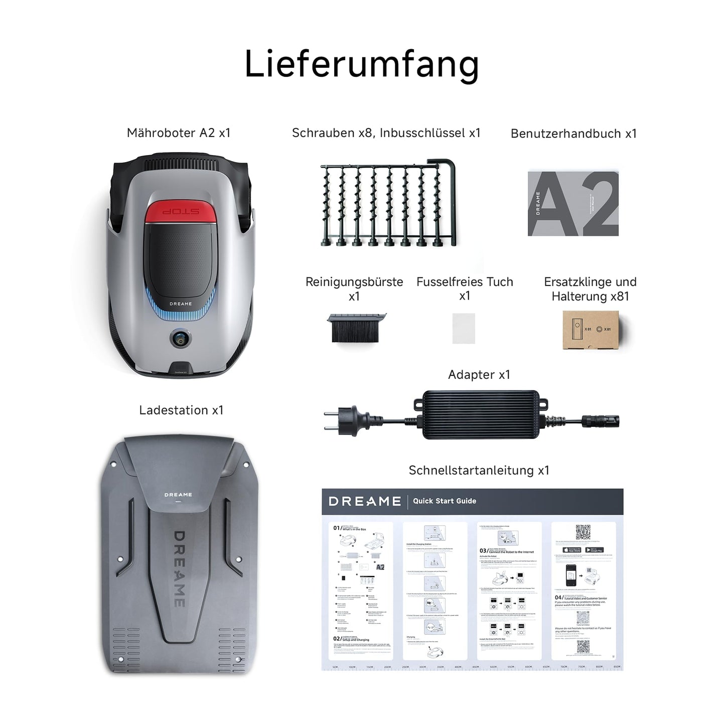 DREAME Mähroboter A2 ohne Begrenzungskabel, 3D-LiDAR + KI-Kamera, Auto-Begrenzungseinrichtung,3000 m²,Dual-Fusion-Kartierung, OmniSense-2.0-Hindernisvermeidung, EdgeMaste-Schneidsystem