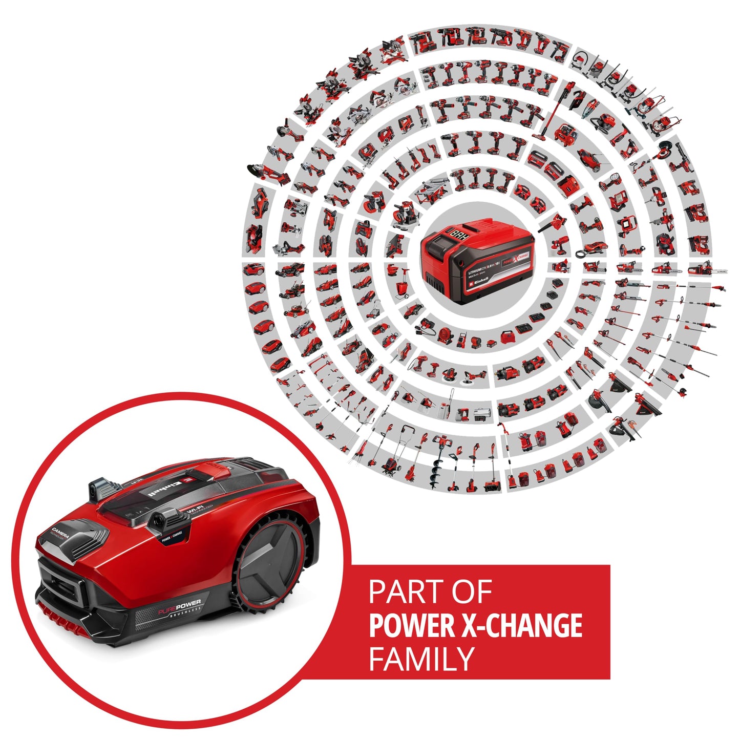 Einhell Mähroboter FREELEXO CAM PLUS 600 Power X-Change (18 V, Kamera statt Begrenzungsdraht, für 600 m², WiFi, Brushless, bis 25 % Steigung, inkl. 4,0 Ah Plus Akku)
