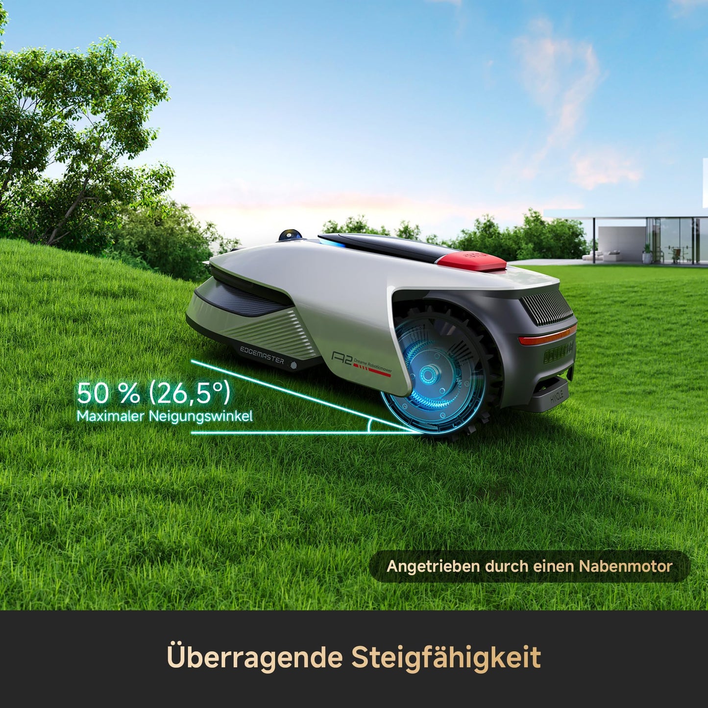 DREAME Mähroboter A2 ohne Begrenzungskabel, 3D-LiDAR + KI-Kamera, Auto-Begrenzungseinrichtung,3000 m²,Dual-Fusion-Kartierung, OmniSense-2.0-Hindernisvermeidung, EdgeMaste-Schneidsystem