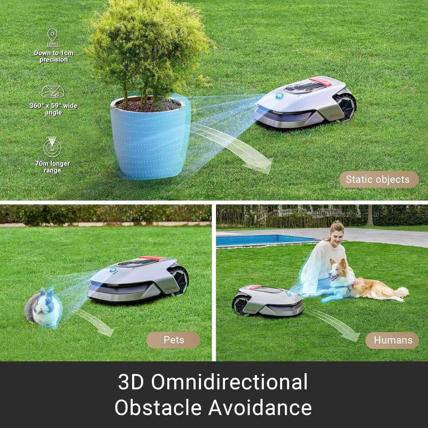 DREAME Intelligent Mähroboter Mower A1, Rasenmäher Roboter, App-Steuerung, OmniSense-Technologie, Intuitives Bereichsmanagement, Intelligente Hindernisvermeidung