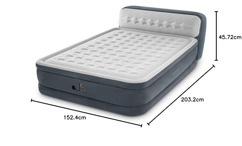 Intex 64447ED Dura Beam Queen Air Mattress with Headboard, Built-in Pump & Carry Case – Elevated Fiber-Tech Ultra Plush Bed